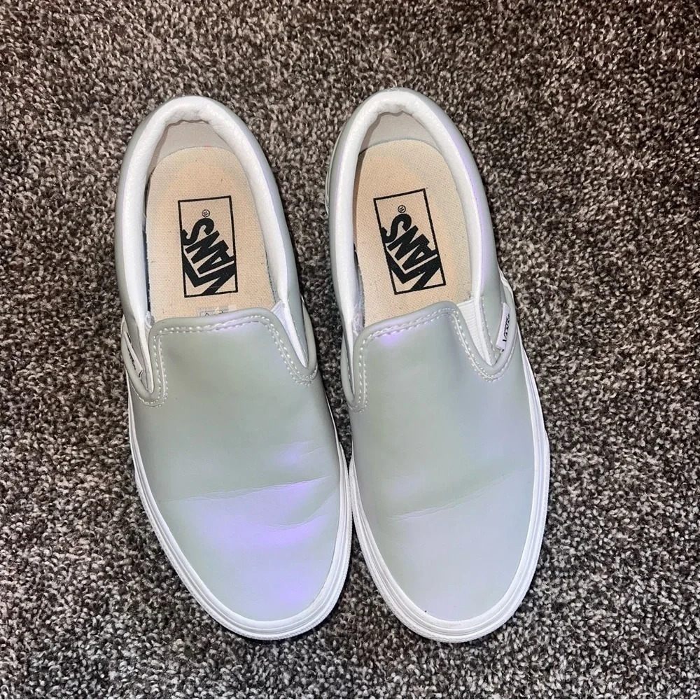 Vans Classic Slip On Muted Metallic Gray/Violet Women's Skate Shoes Size 4 ❤️